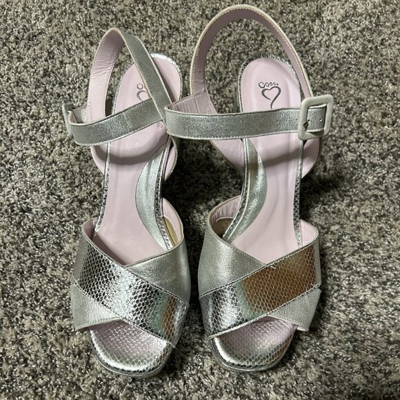 Silver Suede & Snake Print Leather - Picture 2 of 4